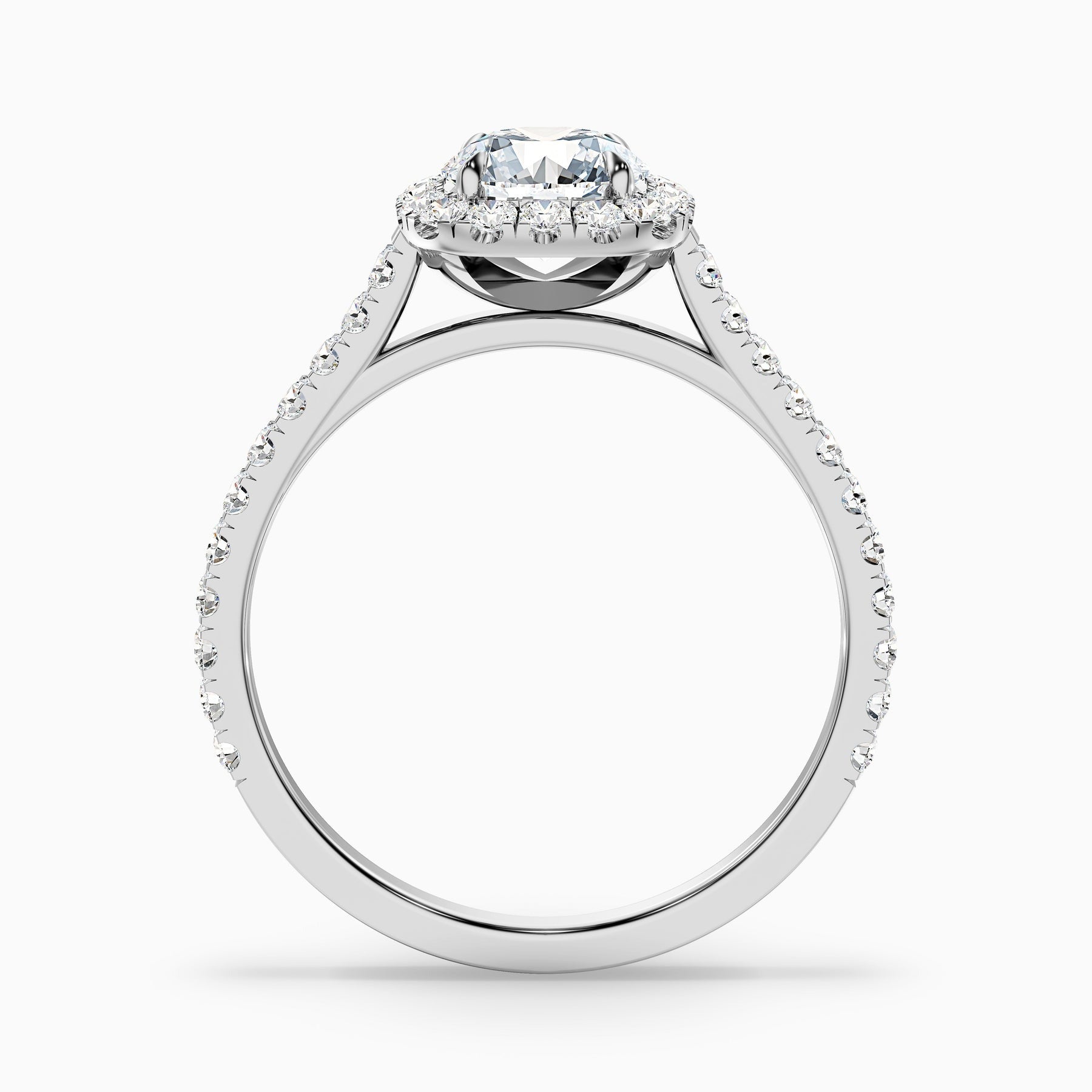 Oceanic 1 Carat Round Halo Pave Lab Grown Engagement Ring in 10k White Gold